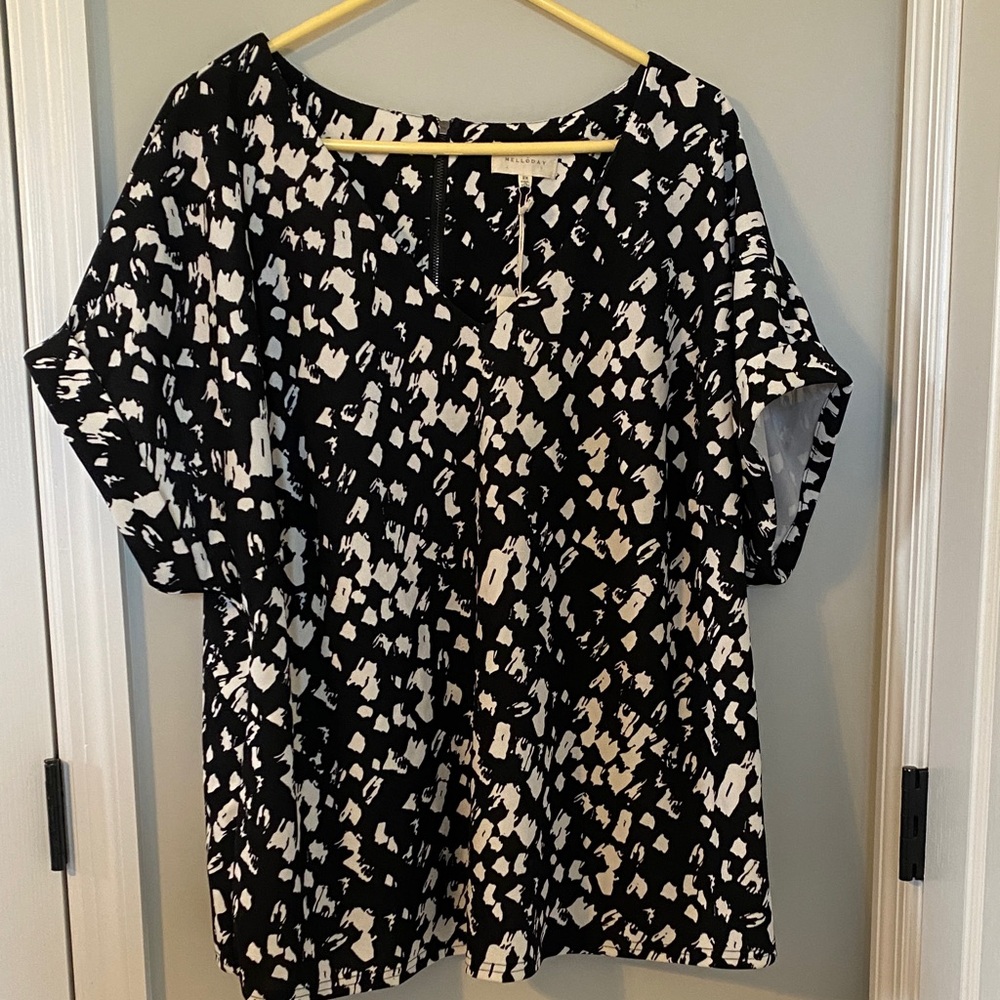 MELLODAY Monochrome Abstract Blouse
